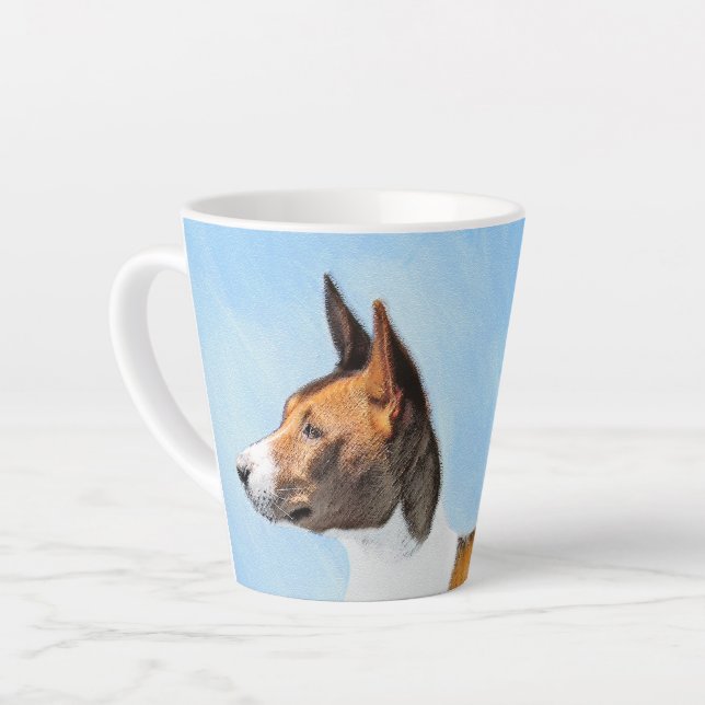 Tasse Latte Peinture Basenji - Belle Art Original (Angle gauche)