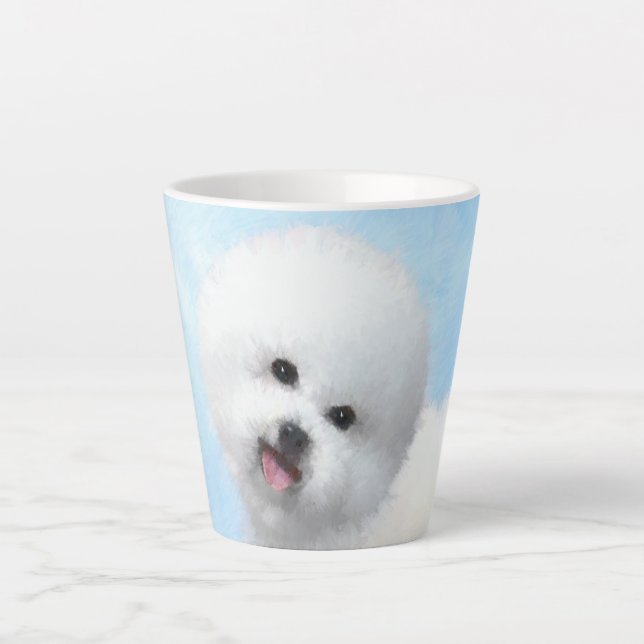 Tasse Latte Peinture Bichon Frise - Cute Original Chien Art (Devant)