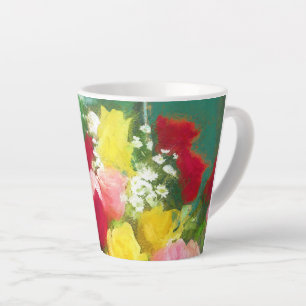 Tasse Latte Peinture Bouquet Rose - Jolie Art Fleur Originale