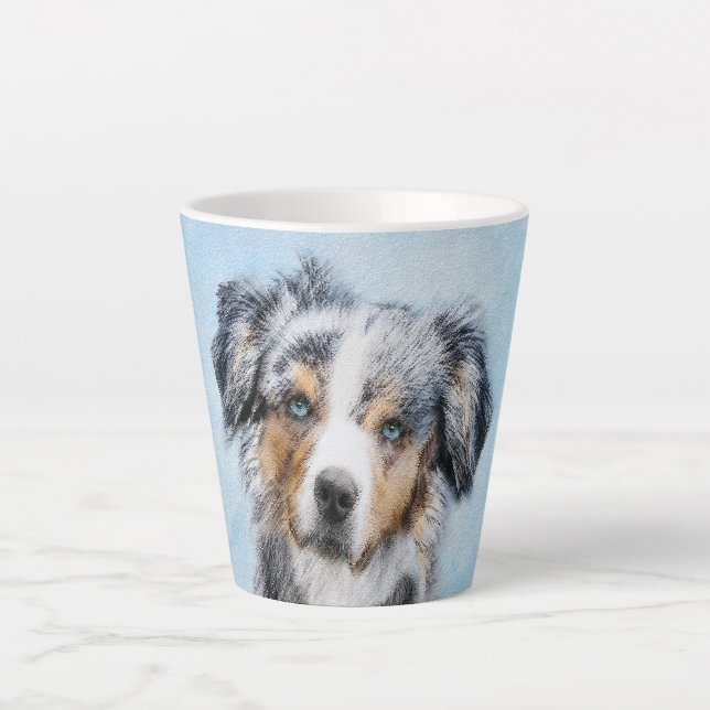 Tasse Latte Peinture de berger américaine miniature - Chien Ar (Devant)