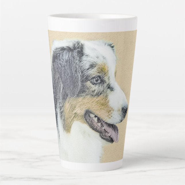 Tasse Latte Peinture de berger australien - Art original de ch (Devant)