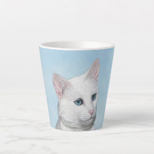 Tasse Latte Peinture de chat blanc - Cute Original Cat Art