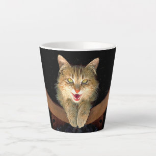 Tasse Latte Peinture de chat Mad - Cute Original Cat Art