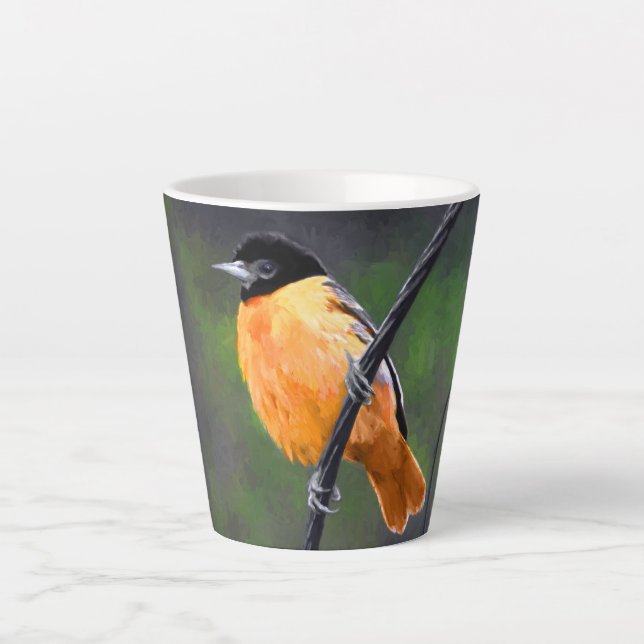 Tasse Latte Peinture de l'Oriole - Art original d'oiseau (Devant)