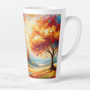 Tasse Latte Peinture de paysage avec des couleurs vives