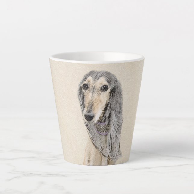 Tasse Latte Peinture de Saluki (Faune) - Cute Original Chien A (Devant)