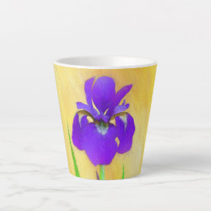 Tasse Latte Peinture Iris à pois pourpre - Chien original mign