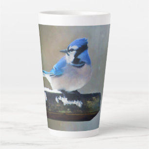 Tasse Latte Peinture Jay Bleu - Art Oiseau Original