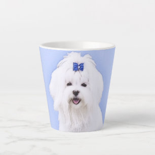 Tasse Latte Peinture maltaise - Un joli art original du chien