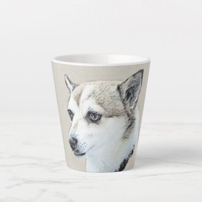 Tasse Latte Peinture norvégienne Lundehund - Art original chie (Devant)