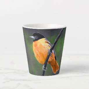 Tasse Latte Peinture Oriole - Art Oiseau Original