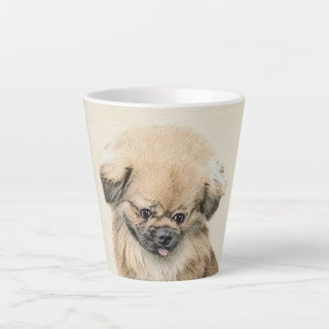 Tasse Latte Peinture Pekingese - Cute Original Chien Art (Devant)
