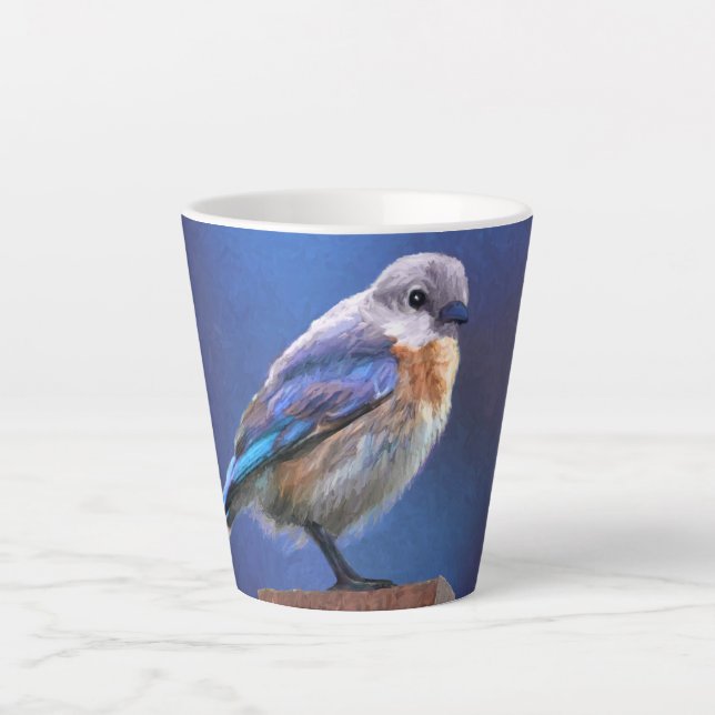 Tasse Latte Peinture pour oiseaux bleus (femelle) - Art origin (Devant)