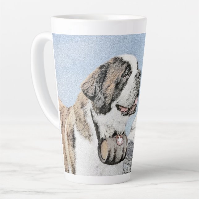 Tasse Latte Peinture Saint Bernard - Cute Original Chien Art (Angle gauche)