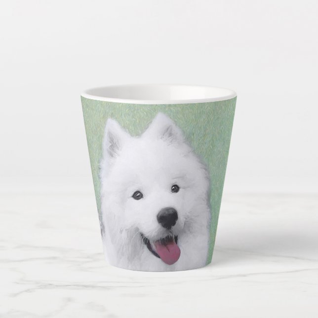 Tasse Latte Peinture Samoyed - Cute Original Chien Art (Devant)