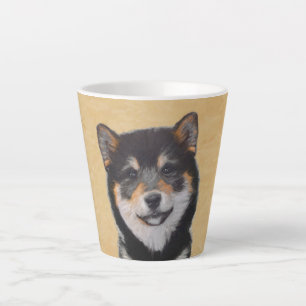 Tasse Latte Peinture Shiba Inu (Noir et Tan) - Art Chien