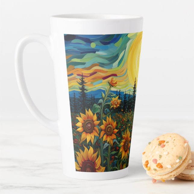 Tasse Latte Peinture Tournesols de Van Gogh (En situation)
