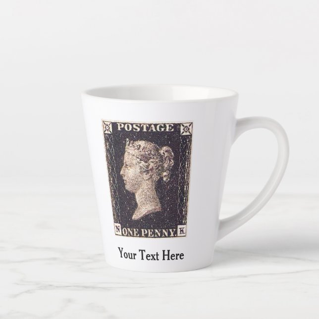 Tasse Latte Penny Black Postage Timbre (Droite)