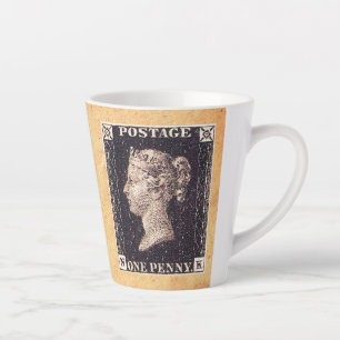 Tasse Latte Penny Black Postage Timbre