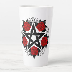 Tasse Latte Pentagramme aux roses rouges