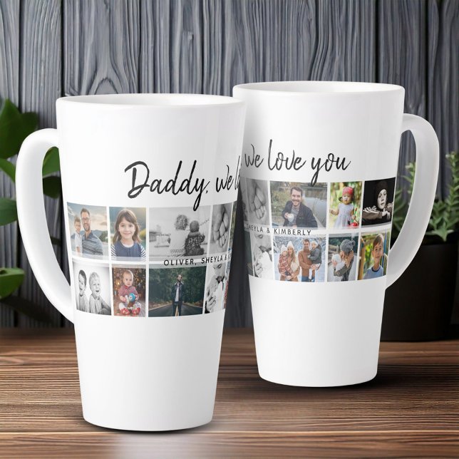 Tasse Latte Père avec enfants Famille Papa 14 Photo Collage (Créateur téléchargé)