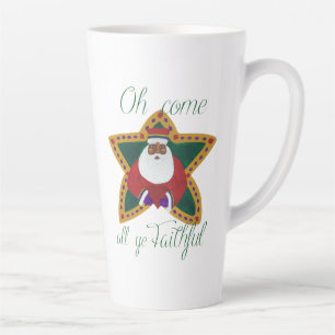 Tasse Latte Père Noël afro-américain