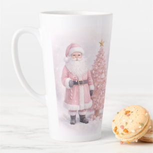 Tasse Latte Père Noël de Noël rose pastel 