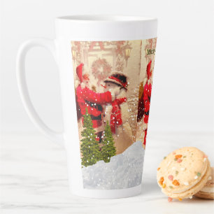Tasse Latte Père Noël vintage et bonhomme de neige Noël Latte 