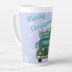 Tasse Latte Père Noël vue de devant Joyeux Noël