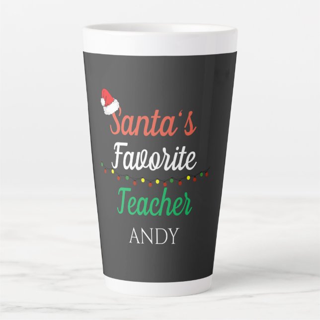 Tasse Latte Père Noël's Favori Teacher Joyeux Noël personnalis (Devant)