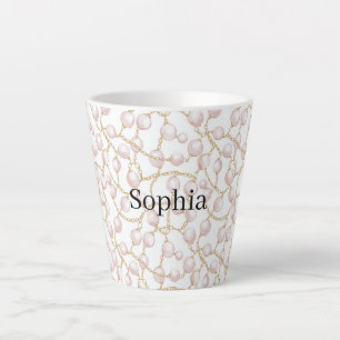 Tasse Latte Perles Rose Or Glamour