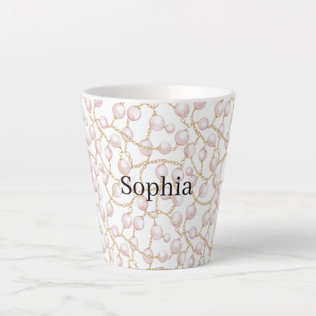 Tasse Latte Perles Rose Or Glamour   (Devant)