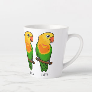 Tasse Latte Perroquet de caricature mignon lovebird