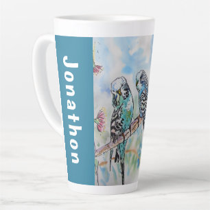 Tasse Latte Perroquets Budgies Mâles Nom