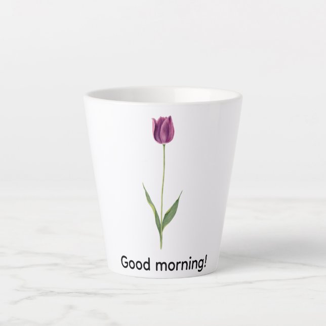 Tasse Latte Personalized Elegant Purple Tulip (Devant)