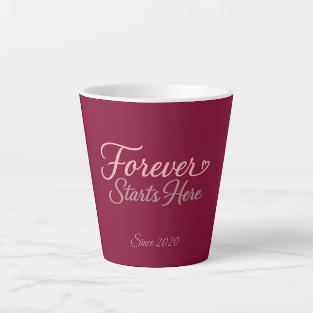 Tasse Latte Personalized gift with the date the relationship  (Devant)