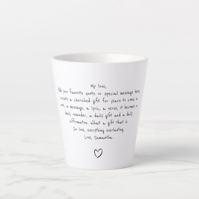 Tasse Latte Personalized Quote Handwritten Coffee Tea (Devant)