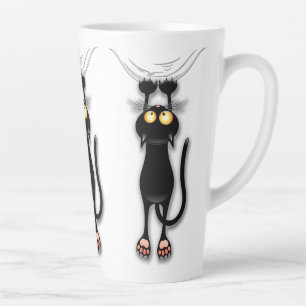 Tasse Latte Personnage de chat drôle qui gratte le tissu