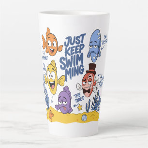 Tasse Latte Personnages de poissons drôles