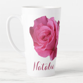 Tasse Latte Personnalisable Natalie nom rose fleurs boho