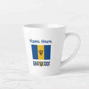Tasse Latte Personnalisation du drapeau barbadien bleu de la B
