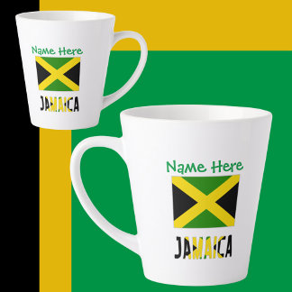 Tasse Latte Personnalisation verte du drapeau jamaïcain et de 