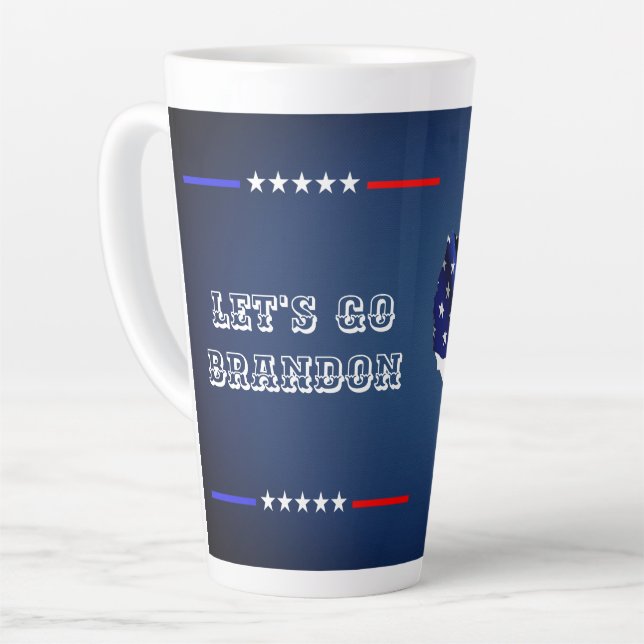 Tasse Latte Personnalisé ALLONS BRANDON Trump Drapeau américai (Angle gauche)
