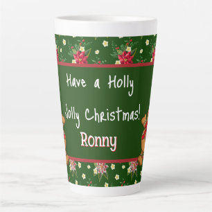 Tasse Latte Personnalisé Avoir un Noël Holly Jolly