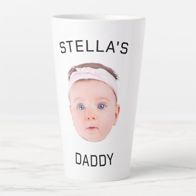 Tasse Latte Personnalisé Baby Face Photo Papa Cadeau (Devant)
