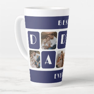 Tasse Latte Personnalisé Bleu Meilleur Papa Jamais Photo Latte