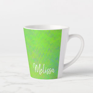 Tasse Latte Personnalisé Elegant Lime Green Marbled Art