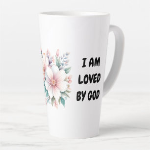 Tasse Latte Personnalisé Je Suis Aimé Par Dieu Floral Latte Mu