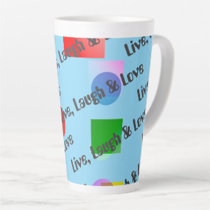 Tasse Latte Personnalisé Moderne Fun & Coloré Géométrique, Ble