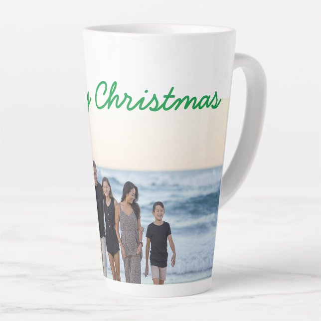 Tasse Latte personnaliser ajouter votre texte photo joyeux Noë (Angle droit)